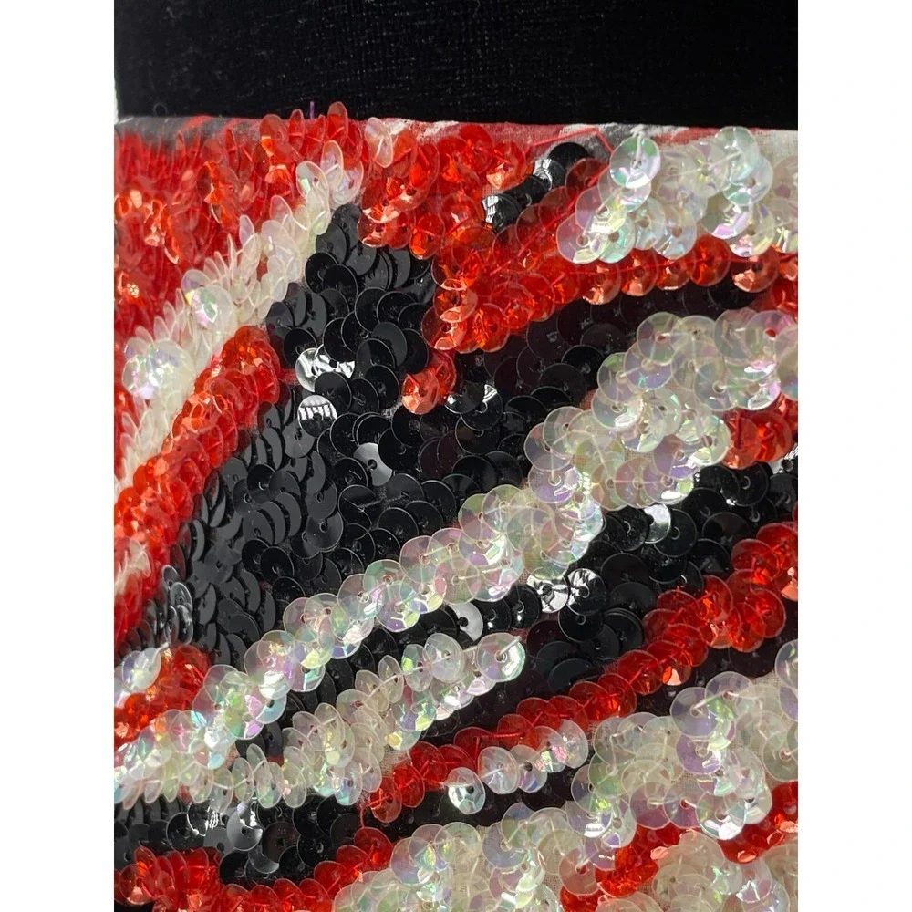 Vintage La Mendola Minuet Art Deco Hand Beaded Red Black Pure Silk Chiffon Belt